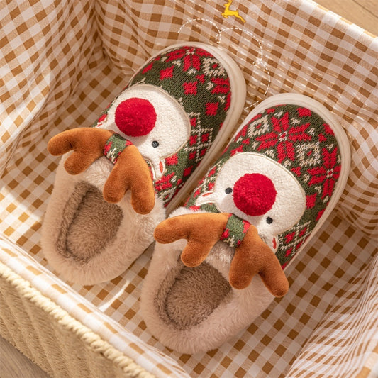 Christmas moose plush slippers.