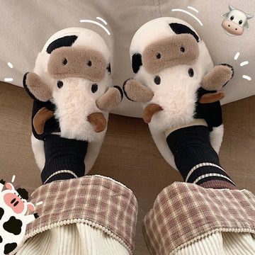 Cow slippers for women